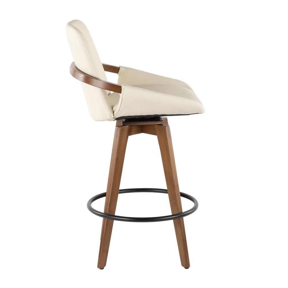 Walnut Bamboo, Cream PU, Black Metal Cosmo Counter Stool