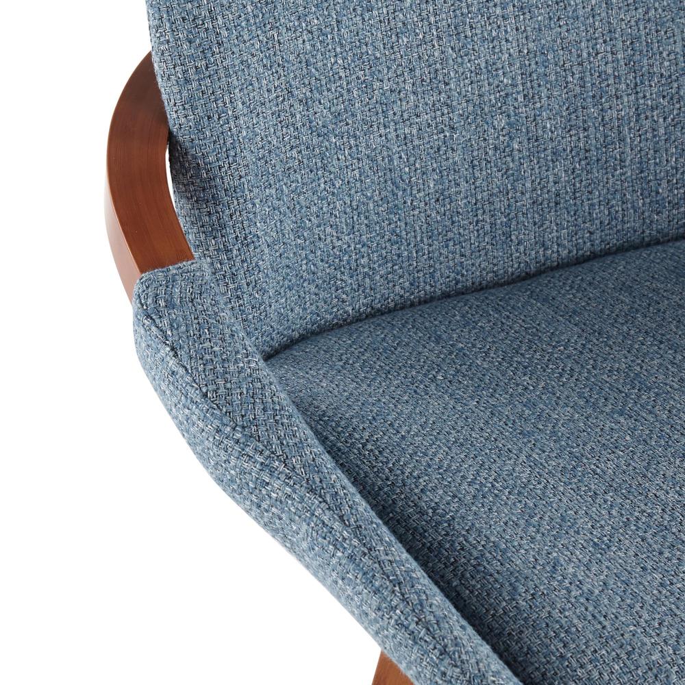 Walnut Bamboo, Blue Noise Fabric, Black Metal Cosmo Counter Stool
