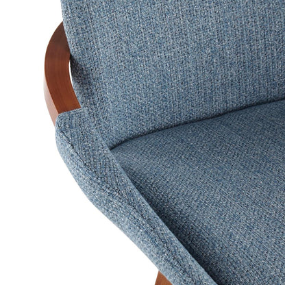 Walnut Bamboo, Blue Noise Fabric, Black Metal Cosmo Counter Stool