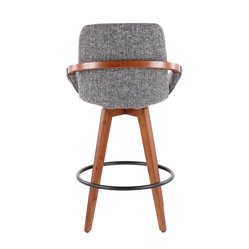 Walnut Bamboo, Grey Noise Fabric, Black Metal Cosmo Counter Stool