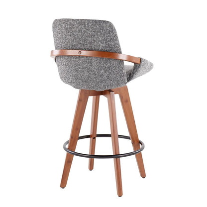 Walnut Bamboo, Grey Noise Fabric, Black Metal Cosmo Counter Stool