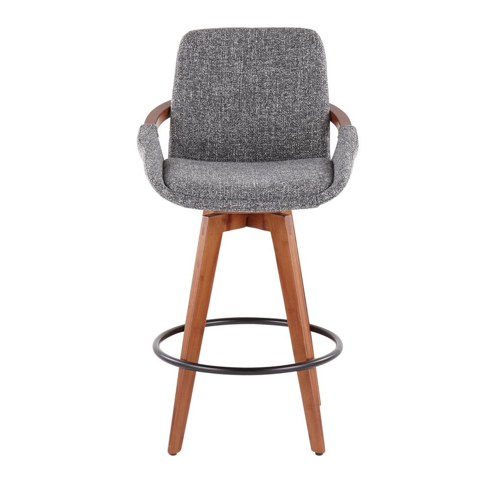 Walnut Bamboo, Grey Noise Fabric, Black Metal Cosmo Counter Stool