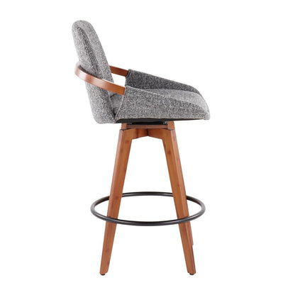 Walnut Bamboo, Grey Noise Fabric, Black Metal Cosmo Counter Stool