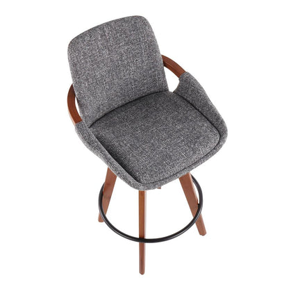 Walnut Bamboo, Grey Noise Fabric, Black Metal Cosmo Counter Stool