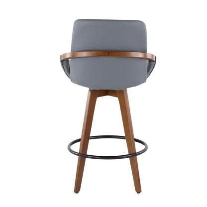 Walnut Bamboo, Grey PU, Black Metal Cosmo Counter Stool