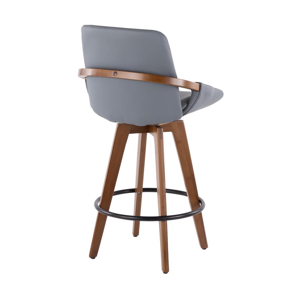 Walnut Bamboo, Grey PU, Black Metal Cosmo Counter Stool