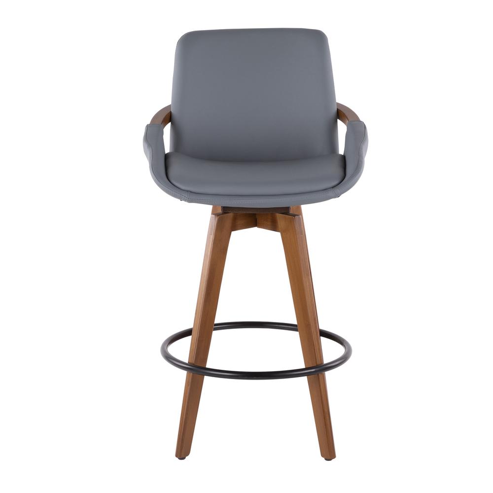 Walnut Bamboo, Grey PU, Black Metal Cosmo Counter Stool