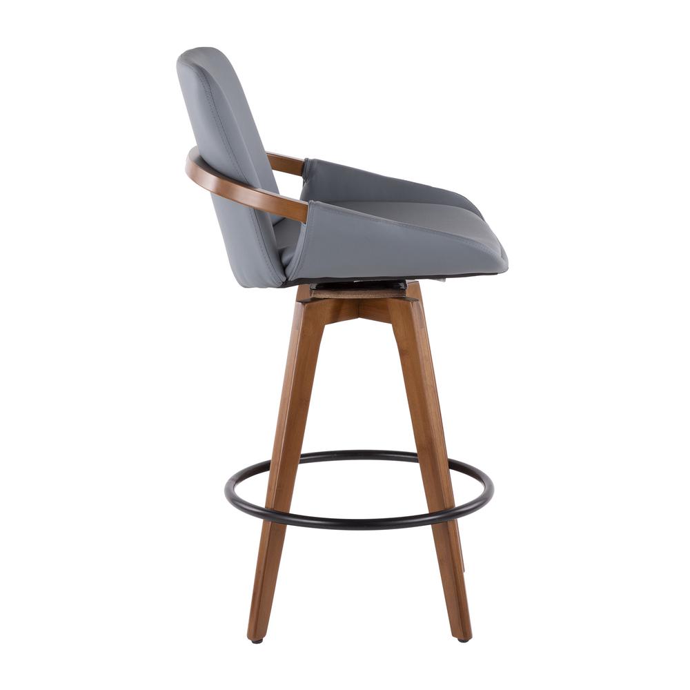 Walnut Bamboo, Grey PU, Black Metal Cosmo Counter Stool