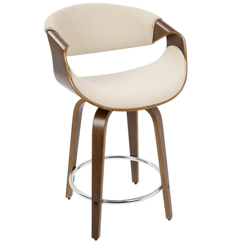 Brown Curvini 24'' Fixed Height Counter Stool - Set of 2