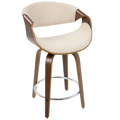 Brown Curvini 24'' Fixed Height Counter Stool - Set of 2