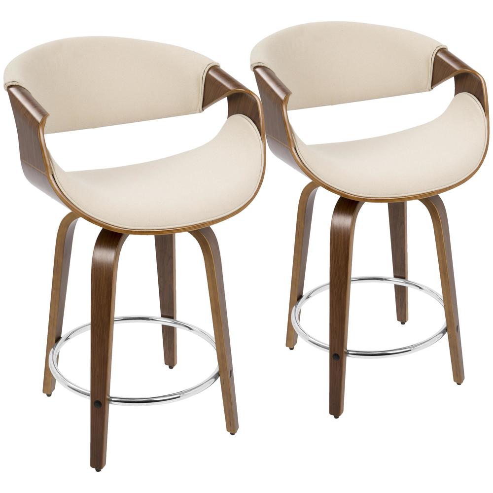 Brown Curvini 24'' Fixed Height Counter Stool - Set of 2