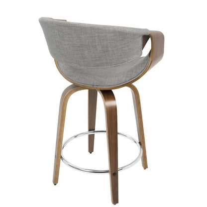 Brown Curvini 24'' Fixed Height Counter Stool - Set of 2