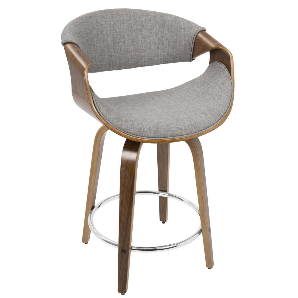 Brown Curvini 24'' Fixed Height Counter Stool - Set of 2