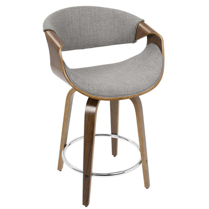 Brown Curvini 24'' Fixed Height Counter Stool - Set of 2