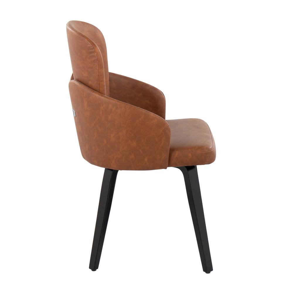 Black Wood, Camel PU, Chrome Metal Dahlia Dining Chair - Set of 2