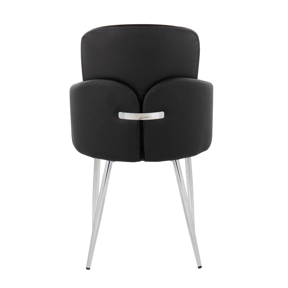 Black PU, Chrome Dahlia Dining Chair - Set of 2