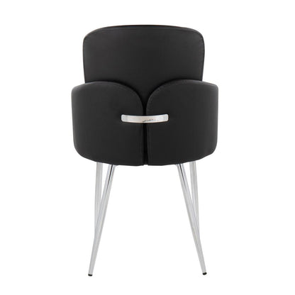 Black PU, Chrome Dahlia Dining Chair - Set of 2