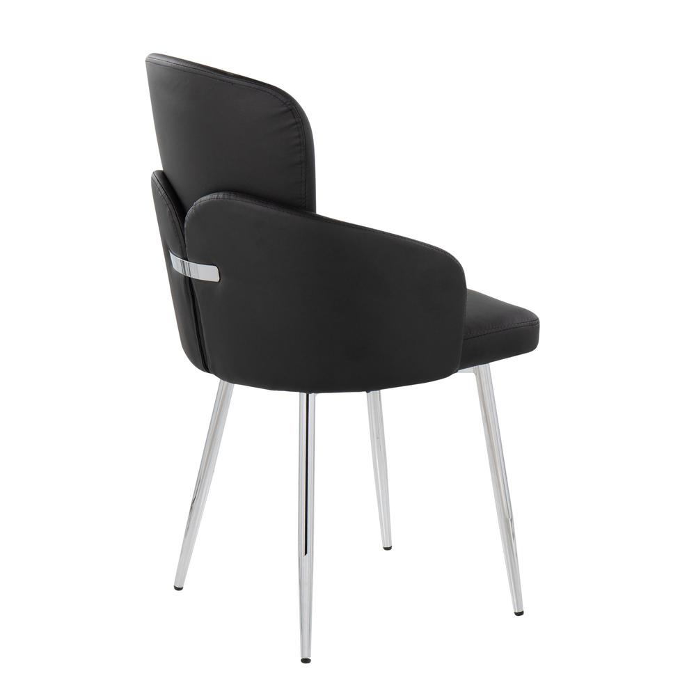 Black PU, Chrome Dahlia Dining Chair - Set of 2
