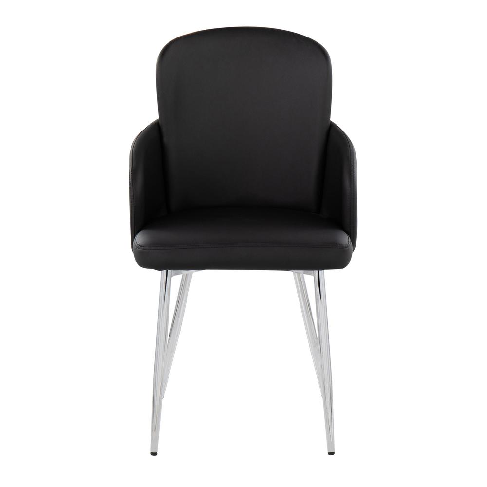 Black PU, Chrome Dahlia Dining Chair - Set of 2