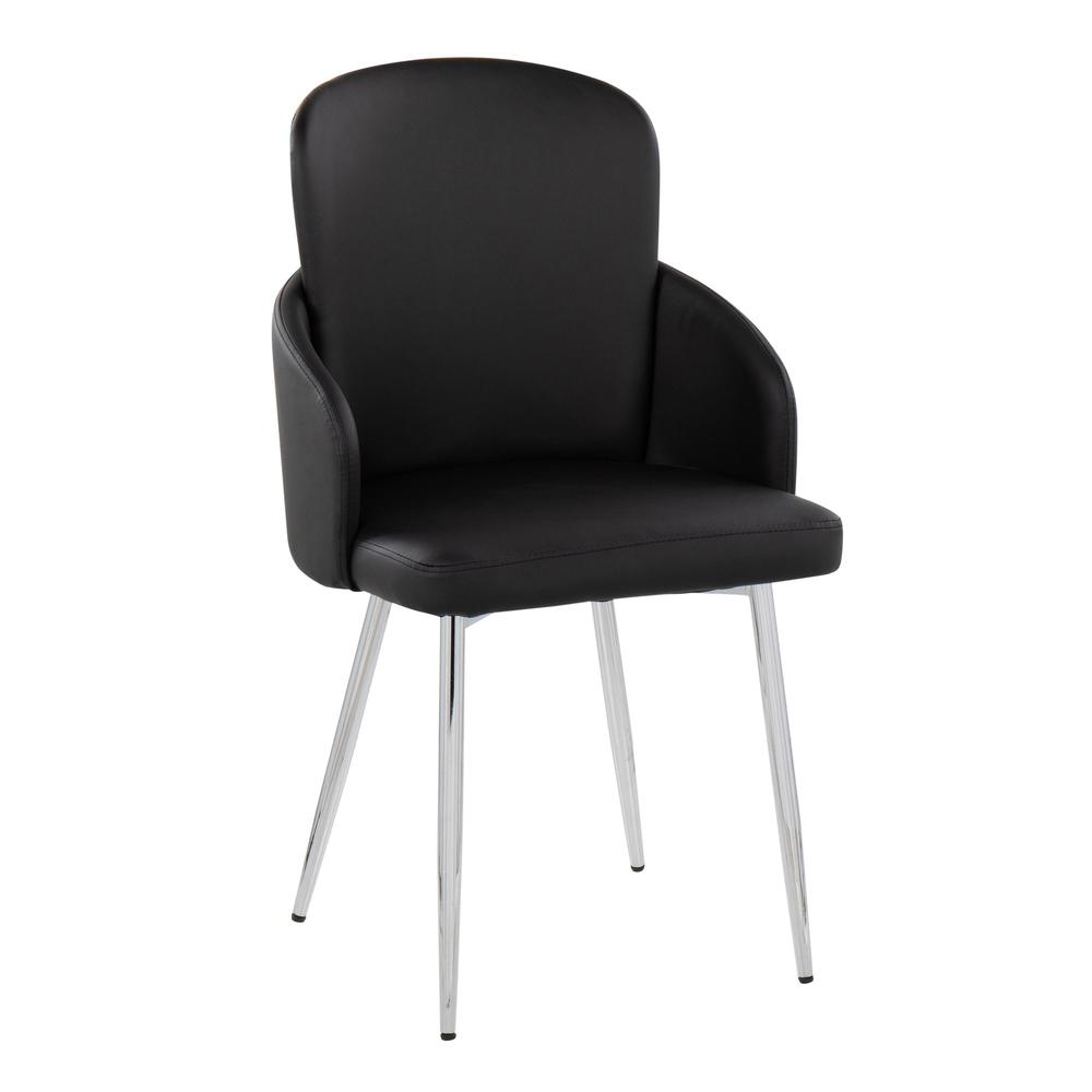 Black PU, Chrome Dahlia Dining Chair - Set of 2