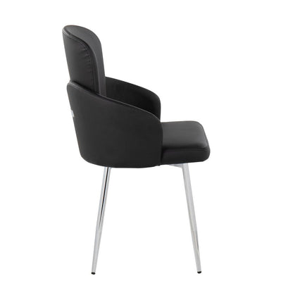 Black PU, Chrome Dahlia Dining Chair - Set of 2