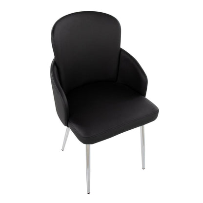 Black PU, Chrome Dahlia Dining Chair - Set of 2
