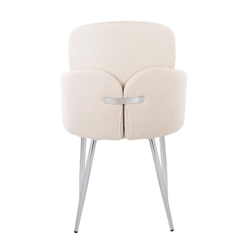 Cream Fabric, Chrome Dahlia Dining Chair - Set of 2