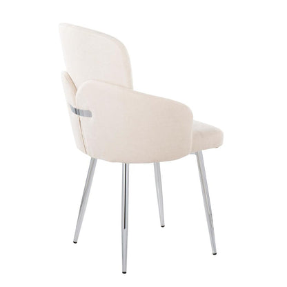Cream Fabric, Chrome Dahlia Dining Chair - Set of 2