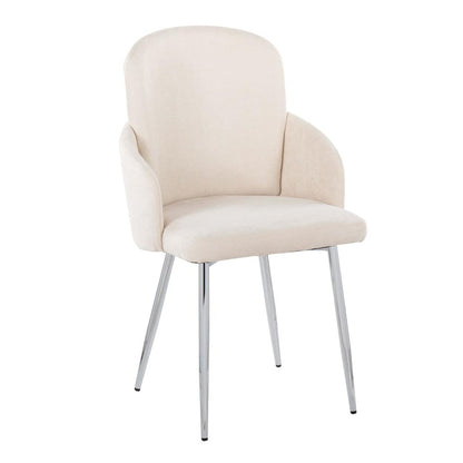Cream Fabric, Chrome Dahlia Dining Chair - Set of 2