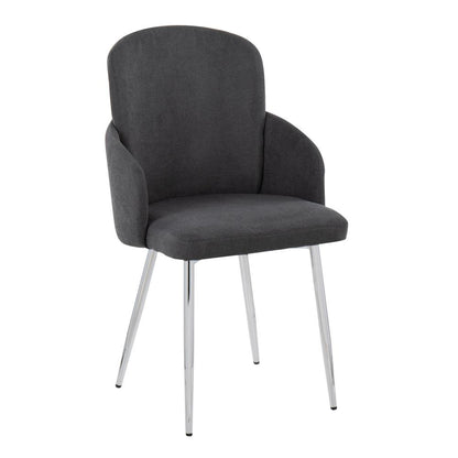 Grey Fabric, Chrome Dahlia Dining Chair - Set of 2