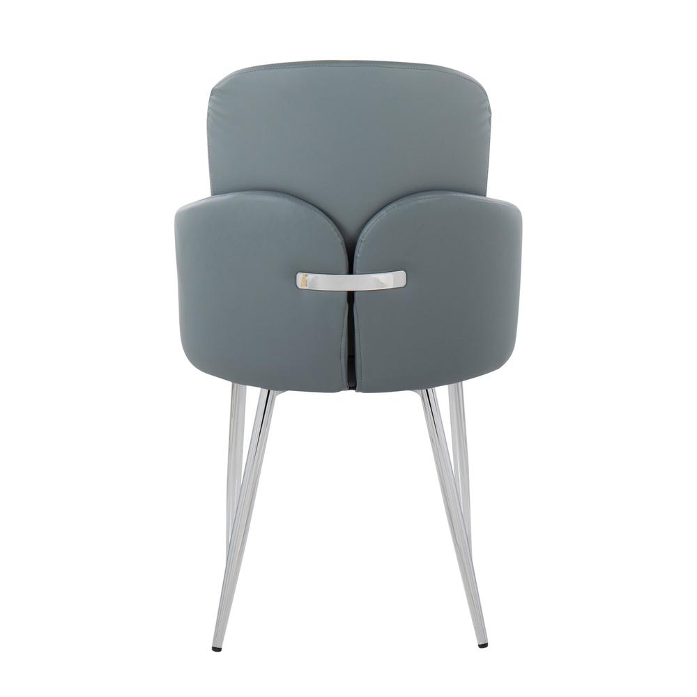 Grey PU, Chrome Dahlia Dining Chair - Set of 2