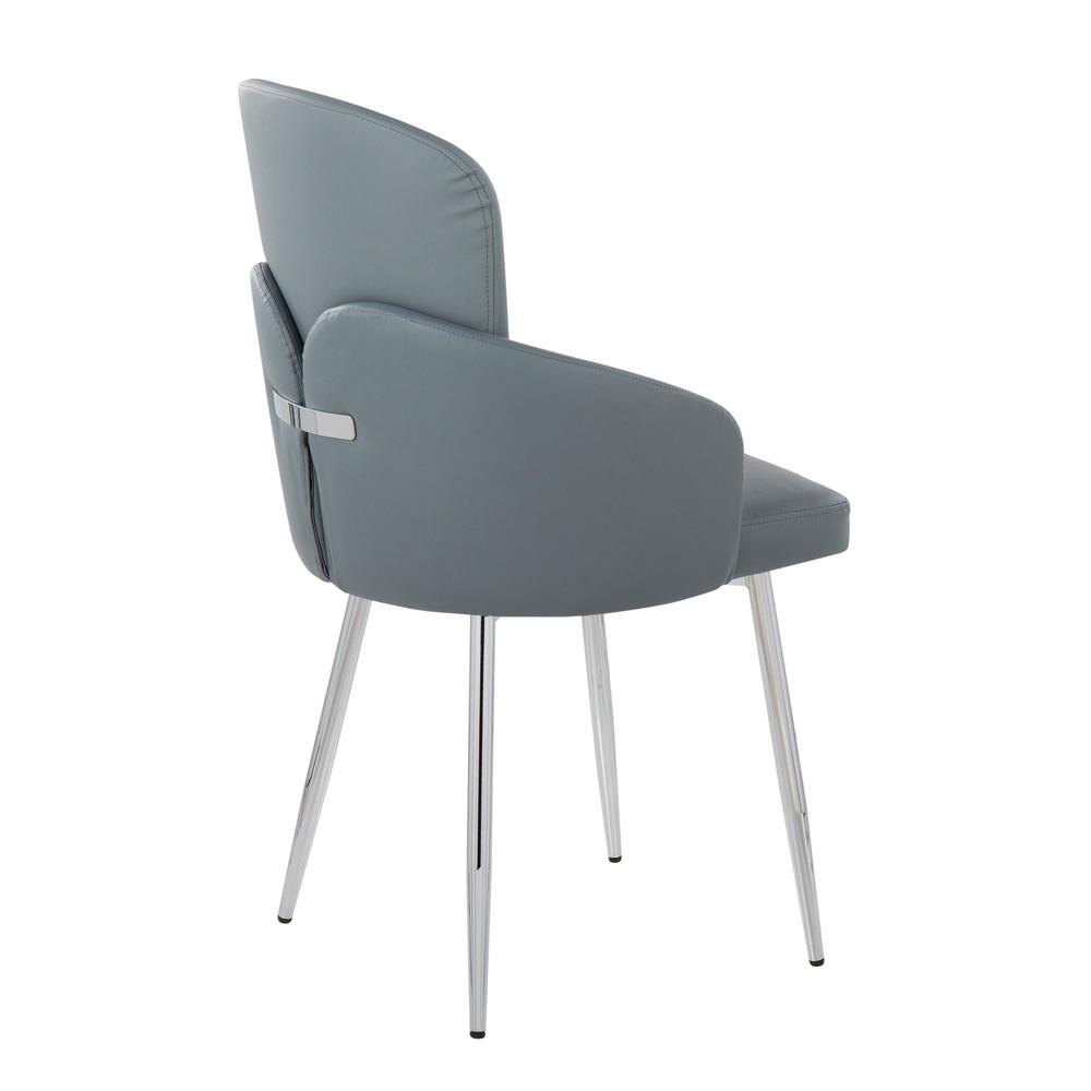 Grey PU, Chrome Dahlia Dining Chair - Set of 2