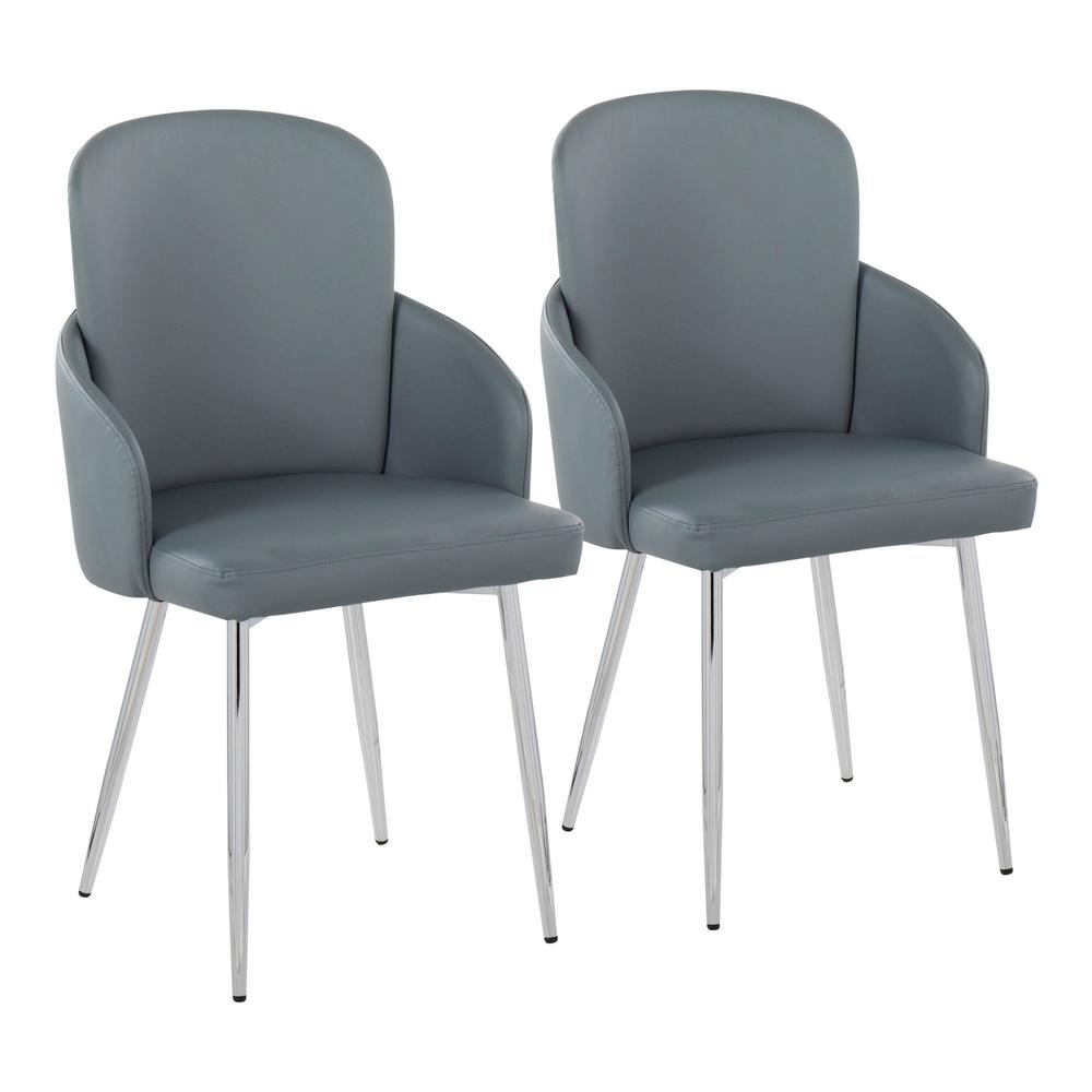 Grey PU, Chrome Dahlia Dining Chair - Set of 2