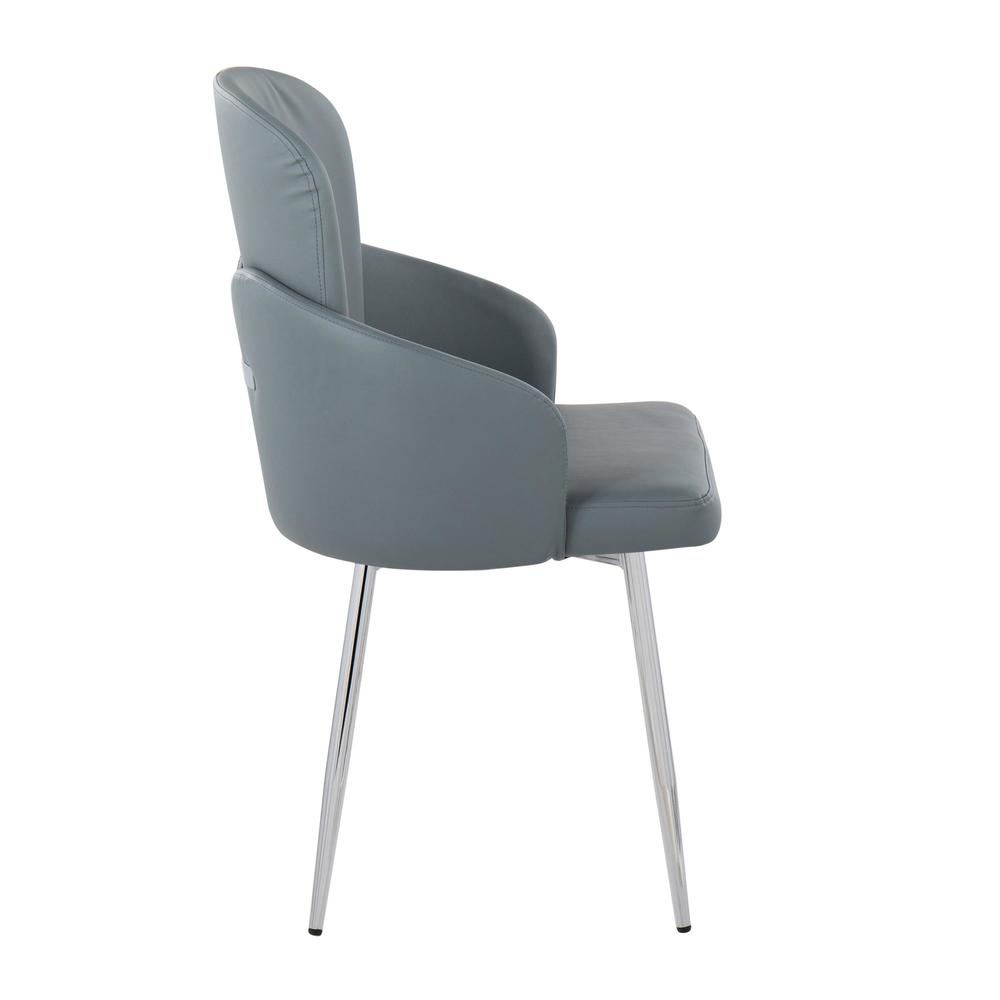 Grey PU, Chrome Dahlia Dining Chair - Set of 2