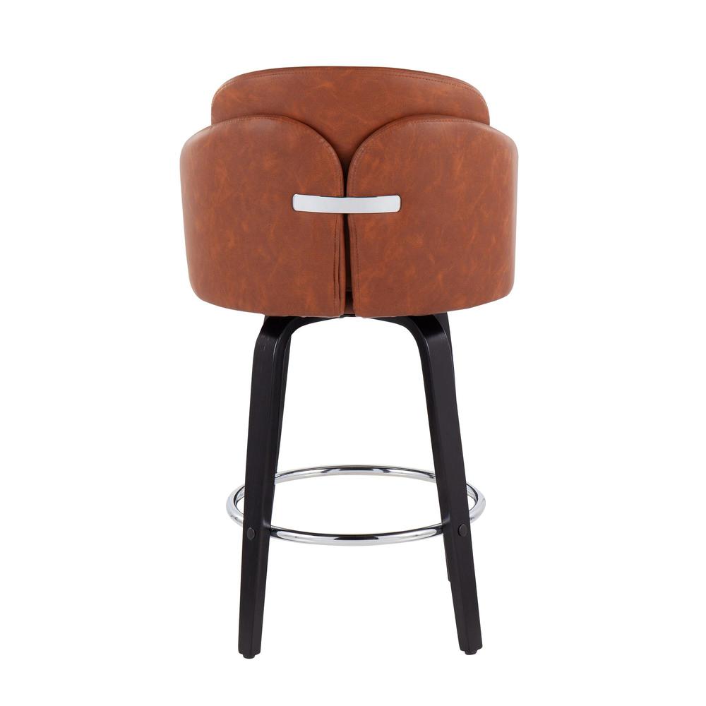 Black Wood, Camel PU, Chrome Dahlia Counter Stool - Set of 2