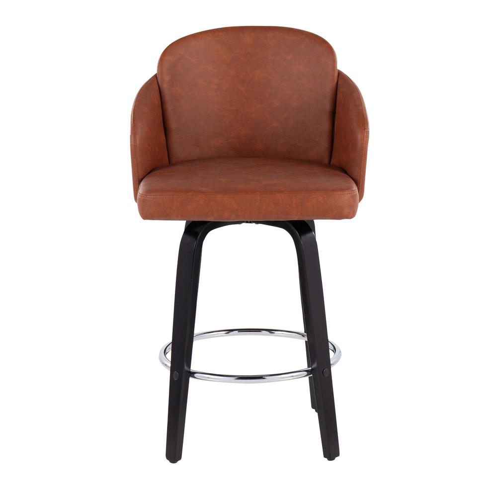 Black Wood, Camel PU, Chrome Dahlia Counter Stool - Set of 2