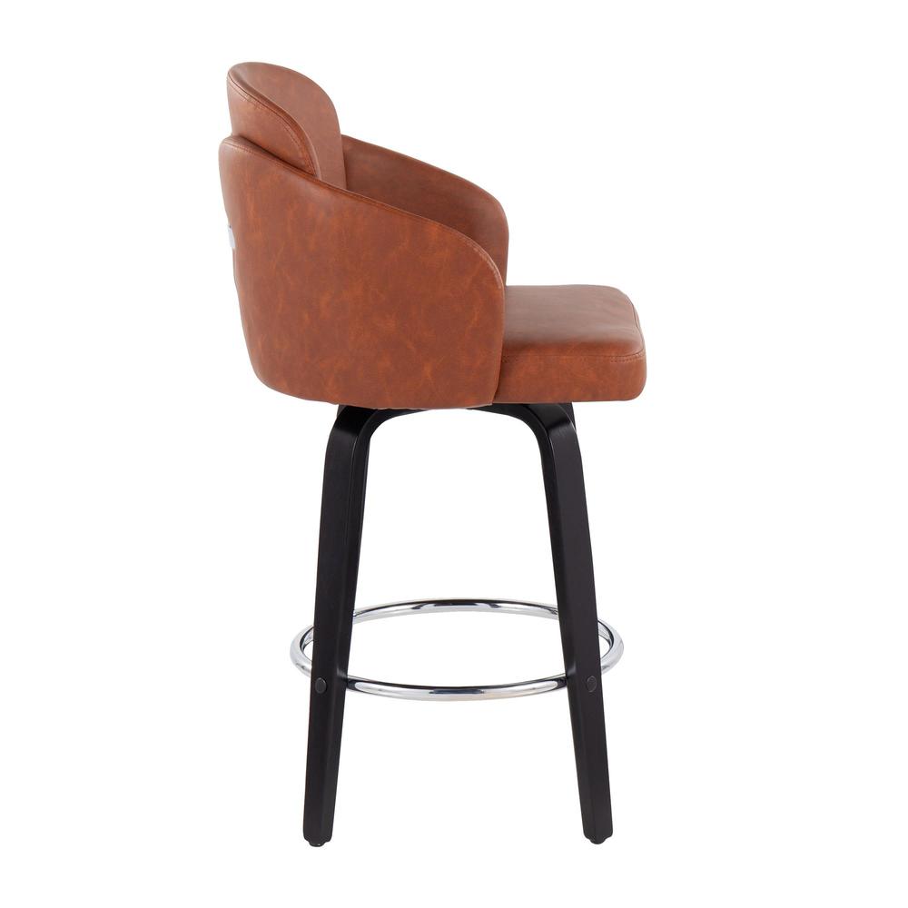 Black Wood, Camel PU, Chrome Dahlia Counter Stool - Set of 2
