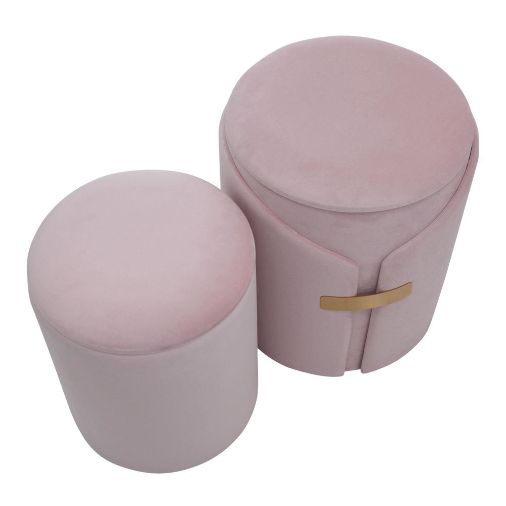 Gold Metal, Blush Pink Velvet Dahlia Ottoman Set