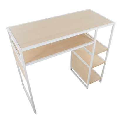 White Metal, Natural Wood Display Bar Height Table With Storage