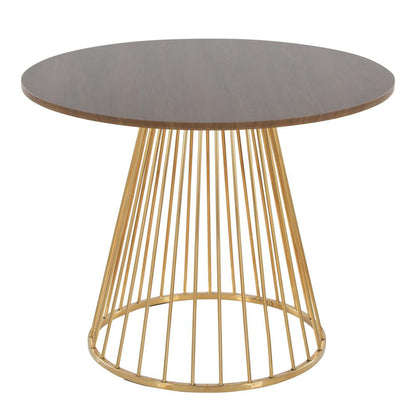 Gold Metal, Walnut Wood Canary Cosmo Dining Table