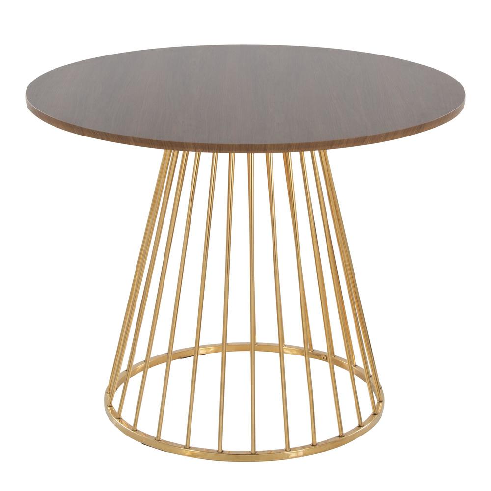 Gold Metal, Walnut Wood Canary Cosmo Dining Table