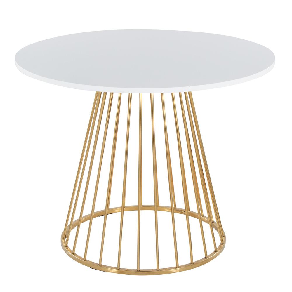 Gold Metal, White MDF Canary Cosmo Dining Table