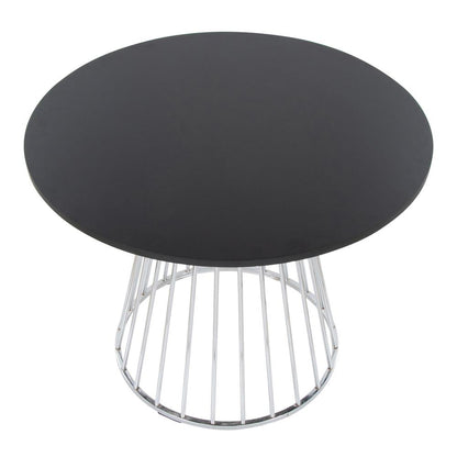 Silver Metal, Black MDF Canary Cosmo Dining Table