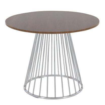 Silver Metal, Walnut Wood Canary Cosmo Dining Table