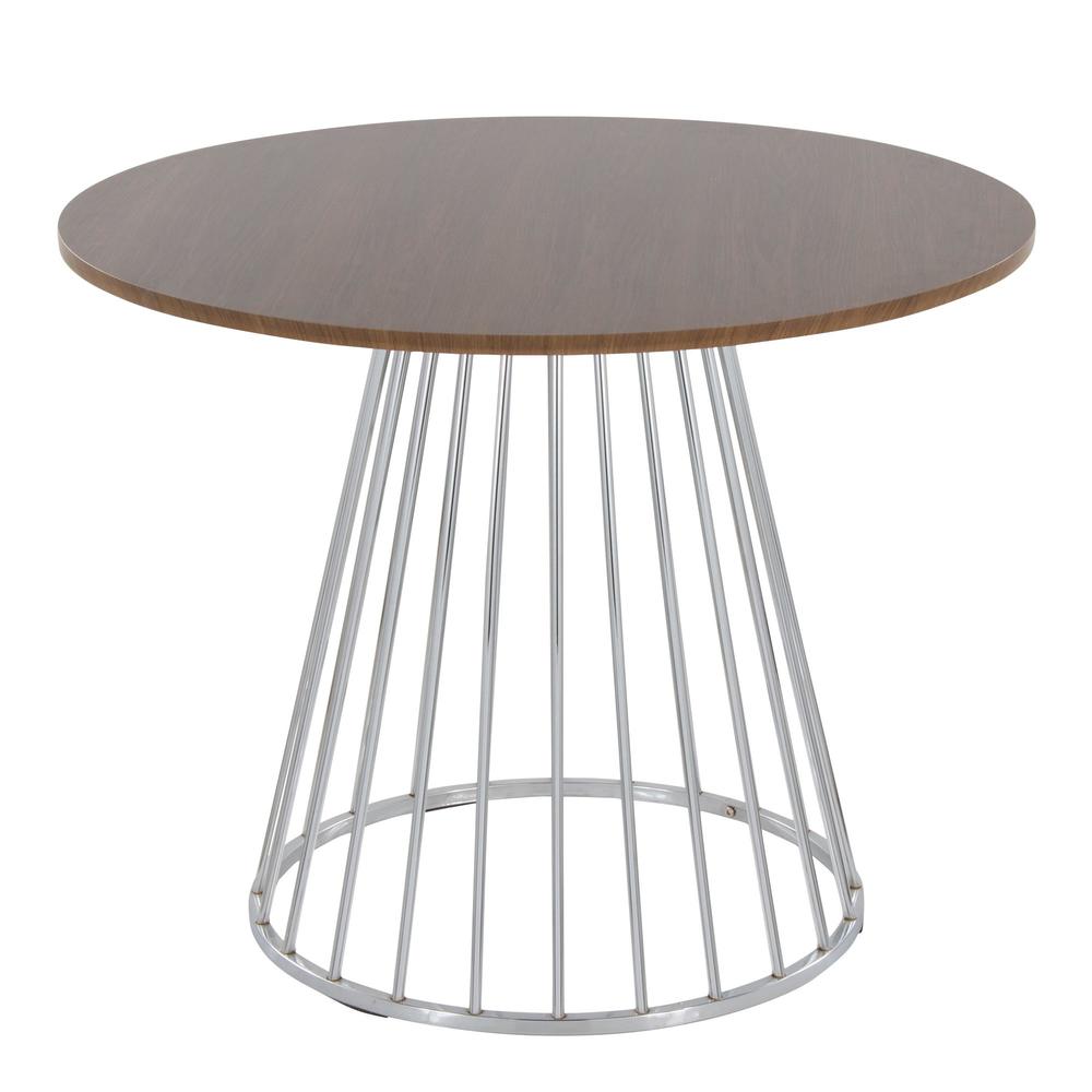Silver Metal, Walnut Wood Canary Cosmo Dining Table