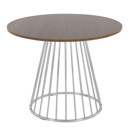 Silver Metal, Walnut Wood Canary Cosmo Dining Table