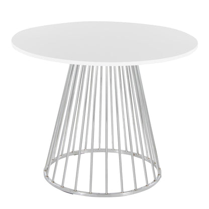 Silver Metal, White MDF Canary Cosmo Dining Table