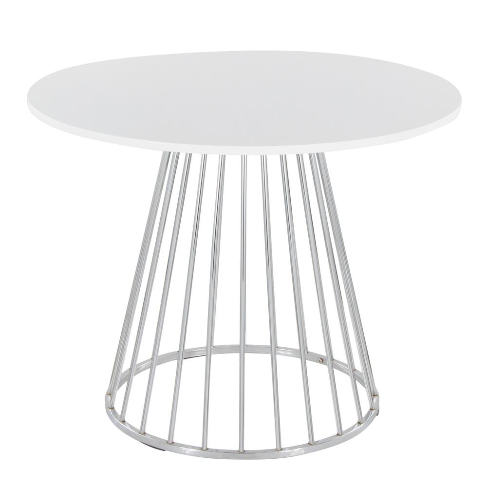 Silver Metal, White MDF Canary Cosmo Dining Table