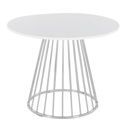 Silver Metal, White MDF Canary Cosmo Dining Table