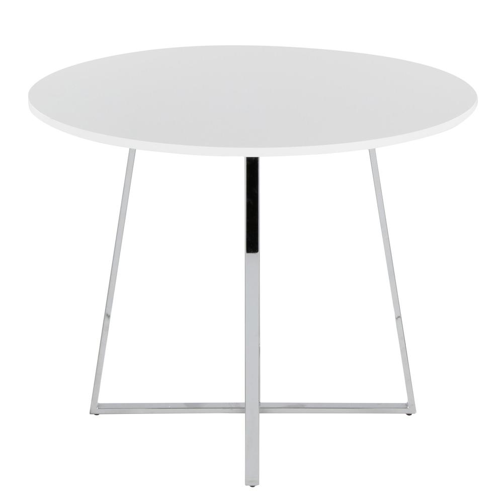 Chrome Metal, White MDF Canary Cosmo Dining Table
